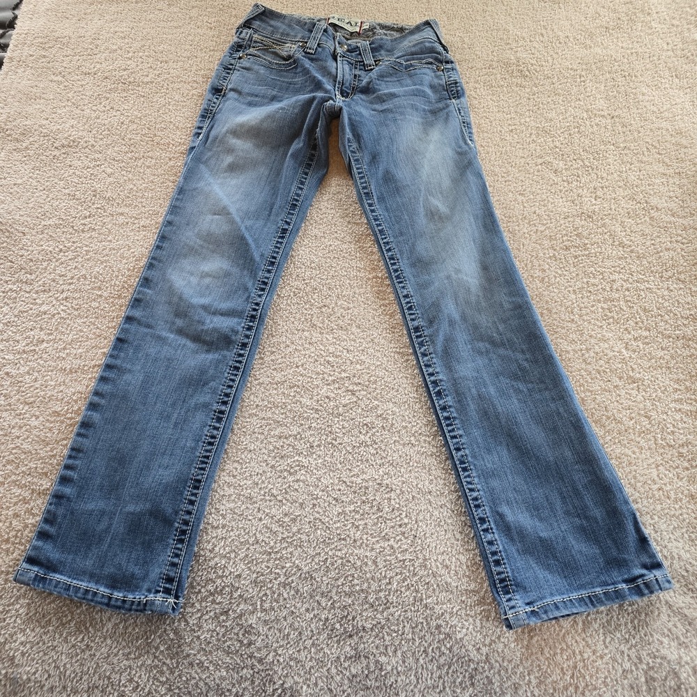 Ariat REAL Denim Women's 27S Straight Jeans Mid Rise Stretch Embroidered